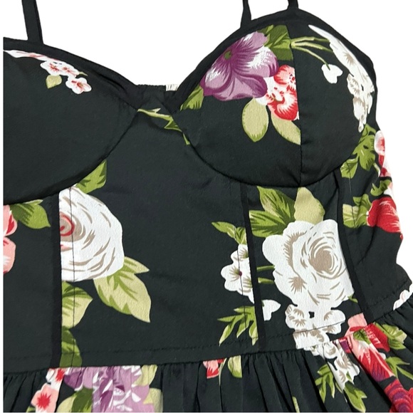 Band of Gypsies Floral Bustier Corset Spaghetti Strap Sundress Roses Black Small - Picture 7 of 11